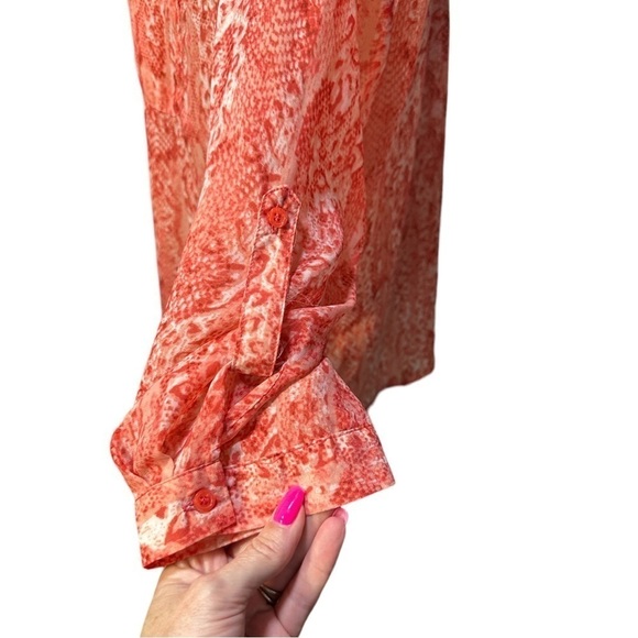 Covington Snakeskin Print Blouse in Red-Orange Size Large Petite - Picture 2 of 4